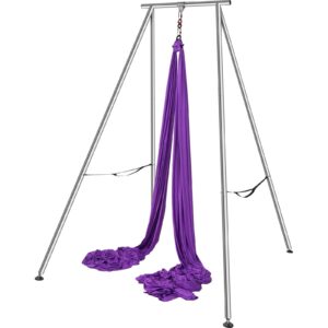 Aerial Yoga Frame &Amp; Yoga Hammock, 2950 Mm Height Professional Yoga Swing Stand Comes With 12 M Length Aerial Hammock, Max 250 Kg Load Capacity Yoga Rig For Indoor Outdoor Aerial Yoga, Purple - Image 11