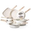 19 Piece Pots And Pans Set Nonstick, Granite Cookware Set, Induction Cookwares, Kitchen Rv Cooking Sets With Frying, Sauce, Saute, Tempered Glass Lids, And Pan Protectors, White Product Image Auz Sales Online