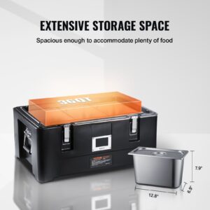 Insulated Food Pan Carrier, 36Qt Capacity, Stackable Catering Hot Box With 3 Stainless Steel Pans, Top Load Lldpe Food Warmer With Elastic Side Handles And Buckles, For Restaurant Canteen, Black - Image 4
