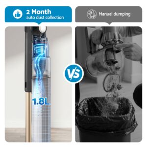 Devanti Cordless Vacuum Cleaner With Auto-Empty Dust Station, 18Kpa Powerful Suction 1.05Kg Lightweight 40Mins Runtime 3-Speed Led Floor Head Washable Hepa Filter Stick Vacuum, Grey - Image 5