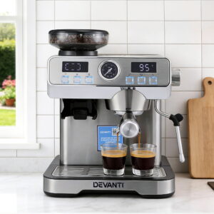 Devanti Coffee Machine Espresso Latte Maker with Grinder Milk Frother Steam Wand product image