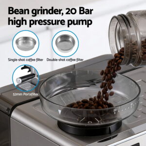 Devanti Coffee Machine Espresso Latte Maker With Grinder Milk Frother Steam Wand Product Image