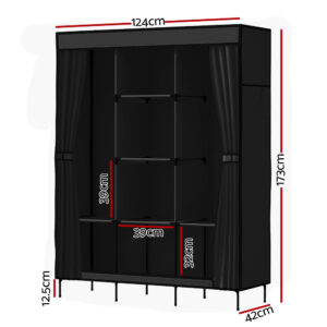 Artiss Large Portable Clothes Closet Wardrobe With Shelf Black Product Image