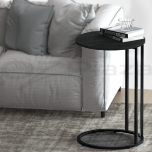 Artiss Coffee Table Side Table Round Black Martha product image