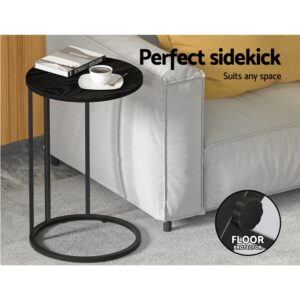 Artiss Coffee Table Side Table Round Black Martha Product Image