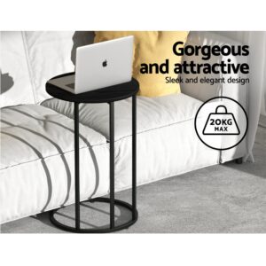 Artiss Coffee Table Side Table Round Black Martha Product Image